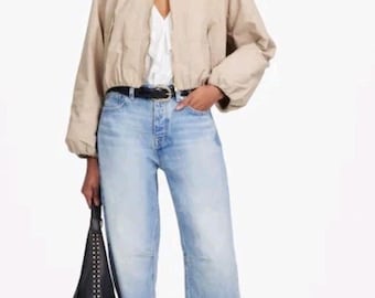 Madewell The Darted Barrel-Leg Jeans Talla 30 NWT Lavado claro Bajo sin rematar 100% algodón