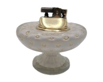 Murano Alfredo Barbini Bullicante Controlled Bubble Lighter Gold Fleck White MCM