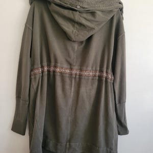 Free People Studio City Army Green Open Cardigan Jacket Chunky Oversized Boho S image 3