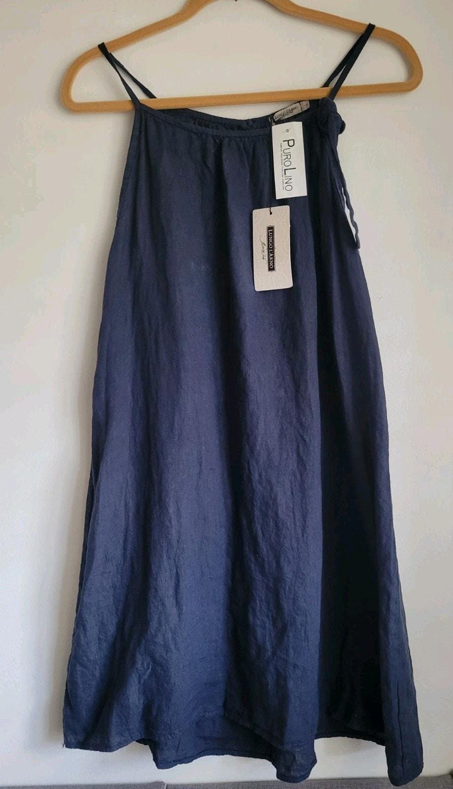 LUNGO L" Arno Linen Dress/ Shift Top Navy Size Large Made in Italy  Lagenlook - Etsy