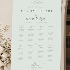 Editable Sage Green Wedding Seating Chart, Canva Template, Printable Seating Plan, Wedding Seating Sign, Instant Download
