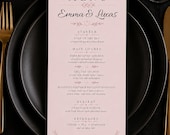 Blush Wedding Menu Template, Editable Wedding Menu, Canva Wedding Menu, Printable Reception Menu, Elegant Wedding Menu Card