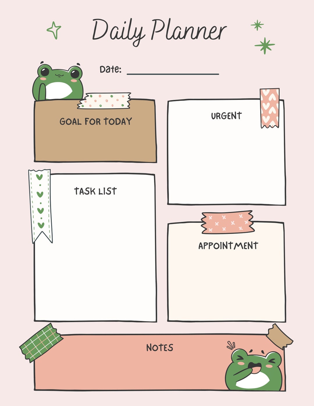 Happy Frog Daily and Weekly Planner PDF - Etsy