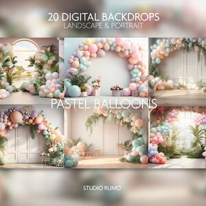 20 Premium Digital Backdrops, Pastel Balloon Backdrop, Maternity Backdrop, Events backdrop, Photography Digital Background, Photo Overlays