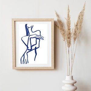 Silhouette printable wall art, French poster, Aesthetic wall art, French room decor, Blue Silhouette wall art, Minimalist digital print