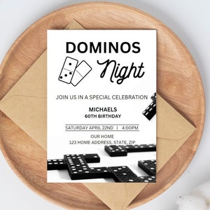Domino Thema Einladung | Dominos Invite| Druckbare Geburtstagseinladung | Digitaler Download | Canva | Dominos Geburtstag