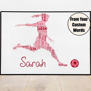 Personalized Soccer Poster, Girls Soccer Typography, Gift for Soccer Players, Soccer Gift, Soccer Team Gift, Soccer Print, Word Wall Art