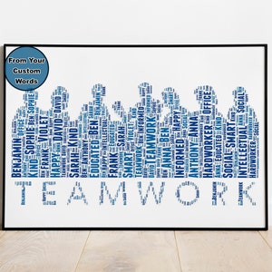 Personalized Teamwork Office Print, Teamwork WordArt Office Wall Art, Office Wall Decal, Teamwork poster, office art printable, office decor