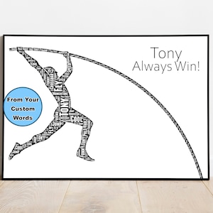 Pole Vaulting, Pole Vault Custom WordArt, Personalized Pole Vaulting Gift Pole Vault Wall Art Print Poster, Track and Field, Track Team Gift