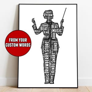 Female Band Director Print, Custom Band Director Gift, Personalized Band - Choir Teacher Conductor Gift, Band Gift, Gift for her Woman Band