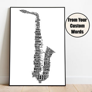 Personalized Saxophone Wall Decor, Gift For Saxophone Player Saxophonist, Musician Gift, Music Teacher Gift, Jazz Prints