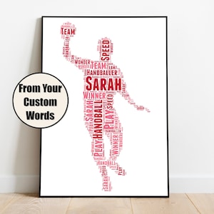 Custom Handball Word Art, Handball Poster, Art Made of Your Words, Gift for Her Him Handballer Handball Player Wall Art