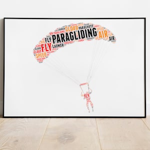 Personalized Paragliding Word Art Print: Skydiving Gift (Digital File)