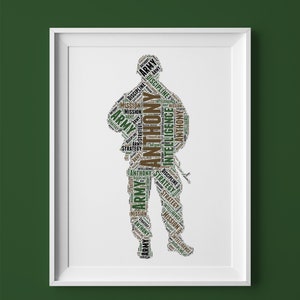 Custom Army Soldier Word Art Print: Military Retirement Gift (Digital File)