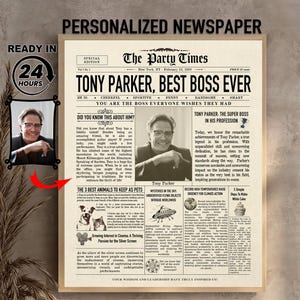 Boss Day, personalisierte Boss Geschenke, benutzerdefinierte Zeitung Digitaldruck für Boss Geburtstag Ruhestand Lustiges Boss Day Geschenk für ihn ihre Männer Frauen