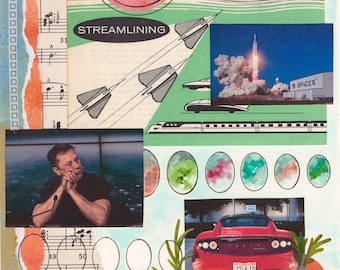 Elon Musk Collage Print