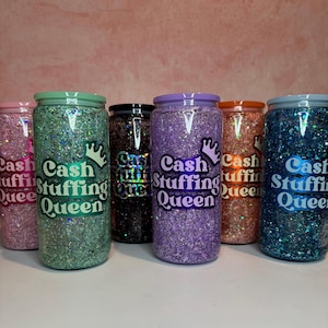 Cash Stuffing Queen - Vinyl Snowglobe Tumbler - Multiple Colours