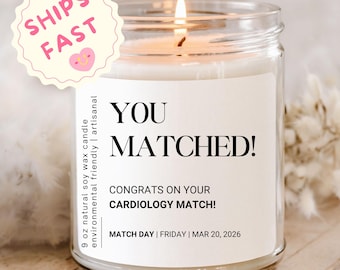 Custom You Matched Doctor Candle, Medical School Grad Gift, Residency Match Scented Candle, Resident Doctor Candle Gift