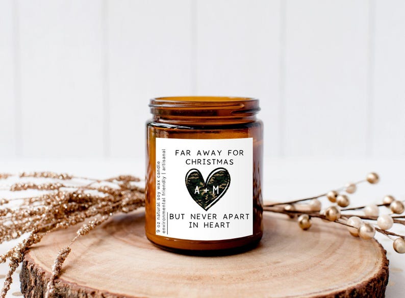 Personalized Military Christmas for Deployed Husband Candle, Custom