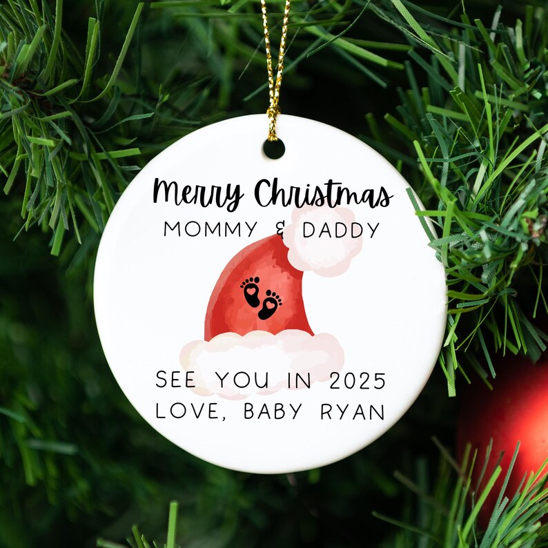 Personalized Merry Christmas Mommy and Daddy Ornament, New Baby Gift