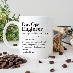Personalized Devops Engineer Mug, Devops Definition Gift, Devops Birthday Coffee Mug, It Coworker Cup, Personalized Devops Engineer Gift image 2