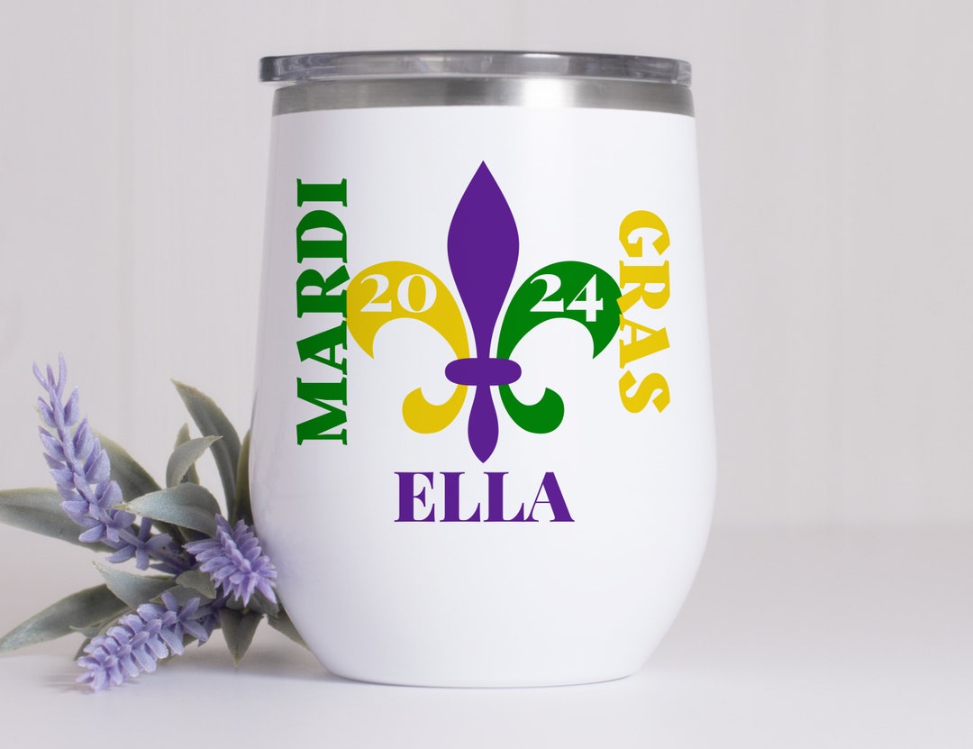 mardi gras wine tumbler