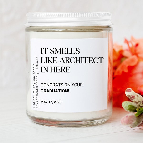 Personalized Architect Graduation For Her Candle, Custom Architect Graduate Gift, Architect Grad Scented Candle, New Architect Candle Gift