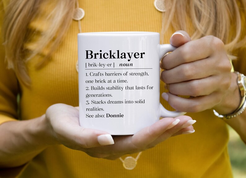 Personalized Bricklayer Definition Mug, Construction Worker Gift, Brick