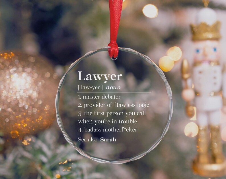 Personalized Lawyer Definition Crystal Ornament, Lawyer Appreciation