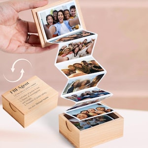 Personalized Fbi Agent Appreciation Pull Out Photo Album, Fbi Agent Graduation Photo Memory Gift, Fbi Graduate Wooden Photo Box