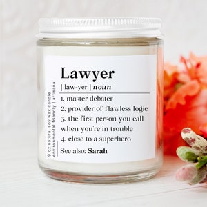 Personalized New Lawyer Gift Candle, Law School Graduation Gifts For Her, Law School Graduate Party Decor, Custom Lawyer Gift, Woman Lawyer