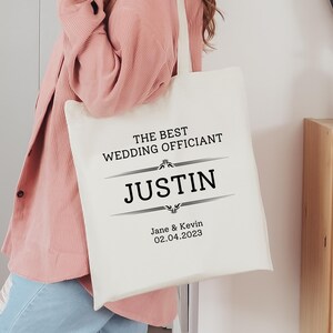 Personalized Best Officiant Tote Bag, Officiant Thank You Canvas Tote, Custom Wedding Officiant Gift, Appreciation For Officiant Gift Tote