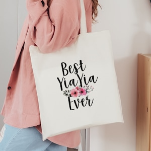 Yia Tote Bag, Best Yiayia Canvas Tote, Yiayia Gift, Greek Grandma Birthday Gift Tote, Grandma Thank You Tote, Mother&#39;s Day Grandma Tote Bag