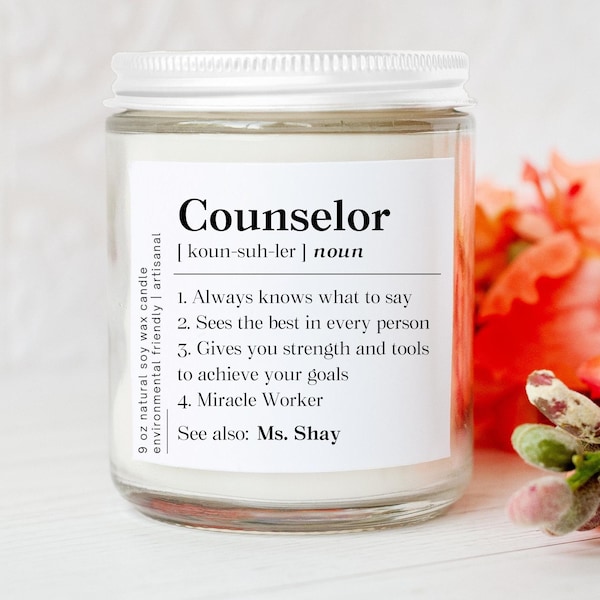 Counselor Candle, Personalized Counseling Gift, School Counselor Gifts Scented Candle, Guidance Counselor Candle, Counselor Gift