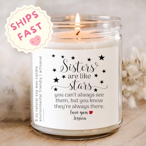 Personalized Sisters Are Like Stars Candle, Funny Sister Gift, Sister Birthday Scented Candle, Funny Little Sister Valentine Day Candle Gift