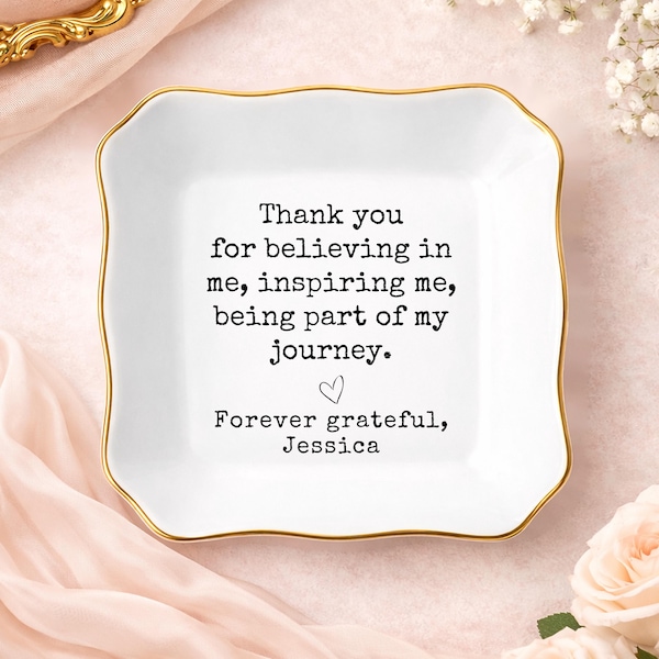 Personalized Mentor Thank You Jewelry Dish, Custom Graduation For Teacher Ring Dish, From Mentee Gift, Mentor Appreciation Ceramic Tray