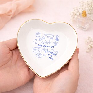 Personalized Dog Mom Life Jewelry Dish, Dog Mom Mother's Day Ring Dish, Dog Lover Gift, Custom From Dog Ceramic Tray, Dog Lover Ring Dish image 3