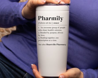 Personalized Pharmily Tumbler, Pharmacy Squad Gift, Pharmacy Team Travel Mug, Pharmacy Week 2026 Outdoor Cup, Personalized Pharmily Gift