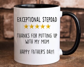 Happy Father's Day For Stepdad Funny Mug, Humorous Step Dad Father's Day Gift, Stepfather Fathers Day Coffee Mug, Bonus Dad Cup