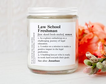 Personalized Daughter Law School Admission Candle, Legal School Admissions Celebration Gift, Son Law School Acceptance Scented Candle