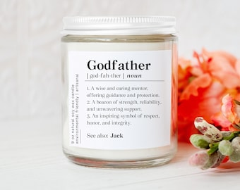Personalized Godfather Fathers Day Candle, Custom Godfather Definition Gift, Sentimental Godfather Father's Day Scented Candle