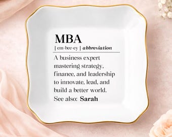 Personalized New Mba Jewelry Dish, Master Of Business Administration Graduate Ring Dish, Custom Mba Graduation Gift, Mba Grad Ceramic Tray