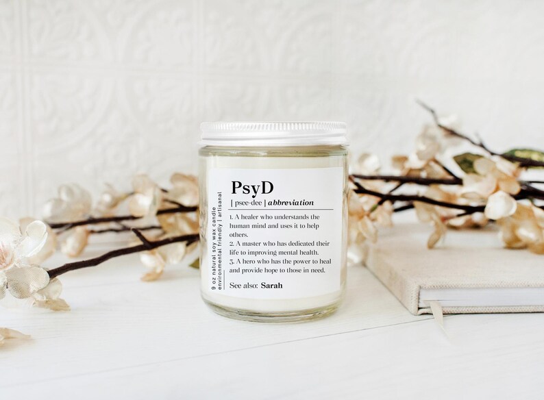 Personalized Psyd Graduation Candle, Custom Doctor Of Psychology Graduate Gift, Psyd Grad Scented Candle, New Psyd Candle Christmas Gift 画像 2