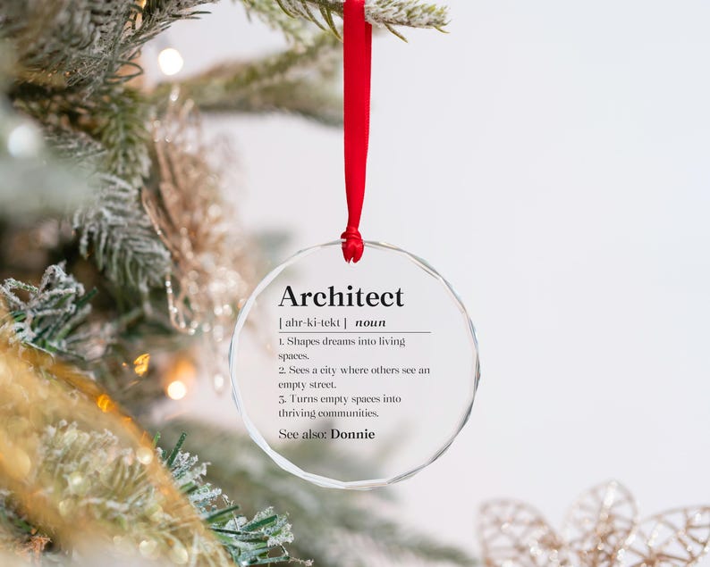 Personalized Architect Definition Crystal Ornament, Architecture for