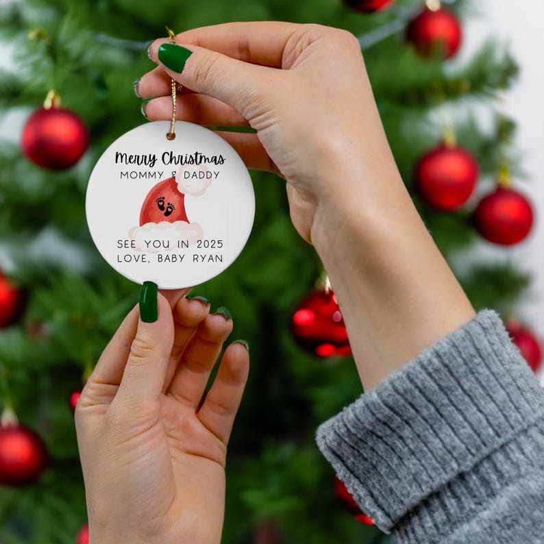Personalized Merry Christmas Mommy and Daddy Ornament, New Baby Gift