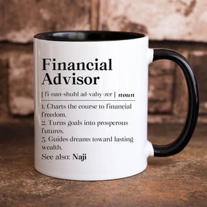 Personalized Financial Advisor Definition Mug, Financial Analyst Gift, Cfa Thank You Coffee Mug, Wealth Management Cup, Cfa Thank You Gift