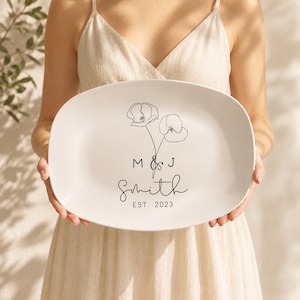 Personalized Wedding Serving Platter, Second Anniversary Decorative Plate,  Wedding Est Decorative Plate, Cotton Anniversary Party Servware