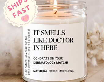Smells Like New Doctor Candle, Personalized Med School Grad Gift, Dr Graduation Gift Scented Candle, Match Day Candle Gift, Match Day Gift