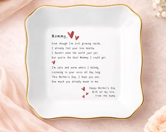 From The Bump Mothers Day Jewelry Dish, Cute Mom To Be Ring Dish, New Mommy Happy Mother's Day Gift, New Baby On The Way Ceramic Tray