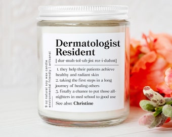 Personalized Dermatologist Resident Candle, Derma Dr Definition Gift, Med Student Resident Scented Candle, Dermatology Doctor Candle Gift
